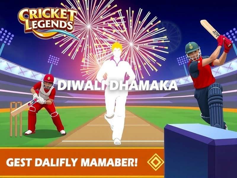 Cricket Legends - Diwali Dhamaka event Cricket Legends Diwali Dhamaka Tournament screenshot with fireworks